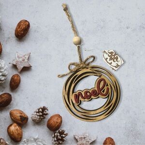Elegant Noel Wooden Ornament